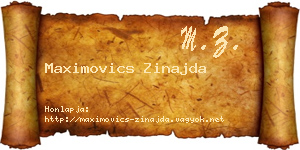 Maximovics Zinajda névjegykártya